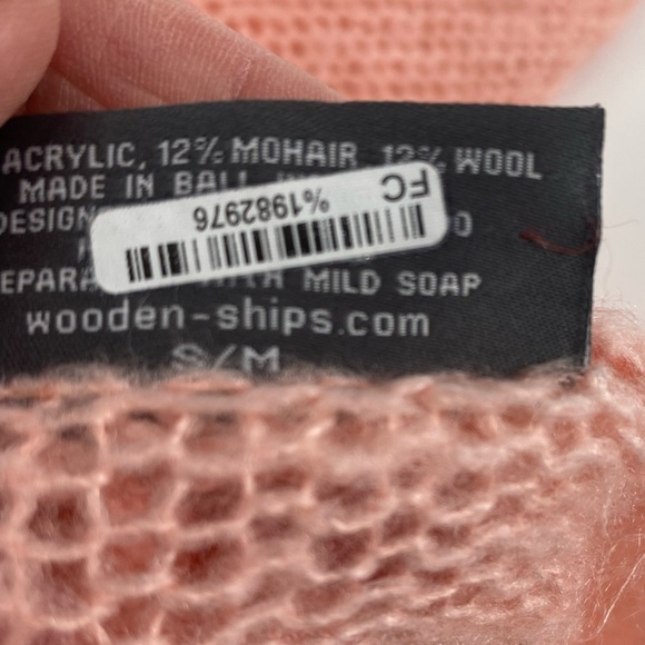 Anthropologie Wooden Ships Pink heart Oversized Lightweight Sweater size S/M - Picture 4 of 8